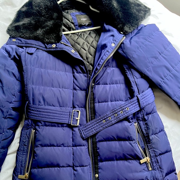 Dark purple/navy blue winter coat with real geese filling - Picture 2 of 6